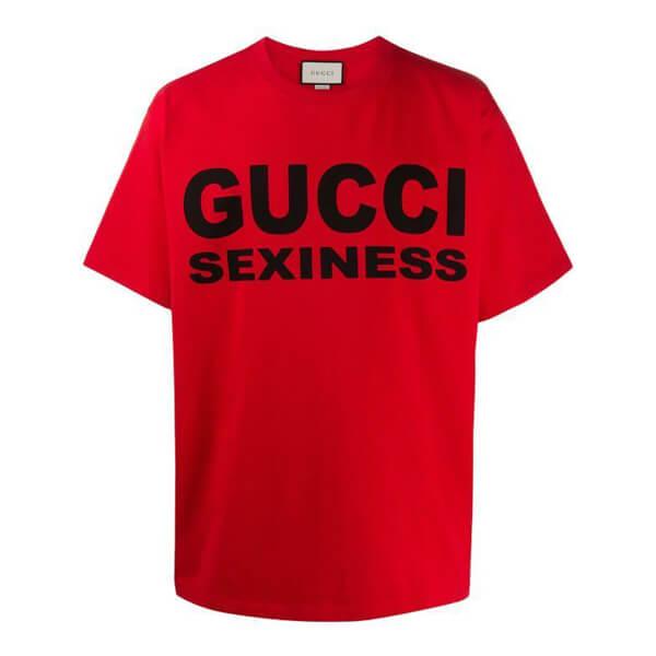 グッチ Tシャツ偽物◆SEXNESSプリント オーバーサイズ Tシャツ 4色 616036XJCK